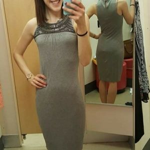 Embellished High Neck Soft Tunic Dress